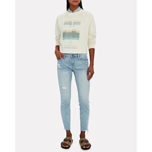 FRAME Le Skinny De Jeanne Crop Jeans Distressed Denim Stretch Blue Size size 28